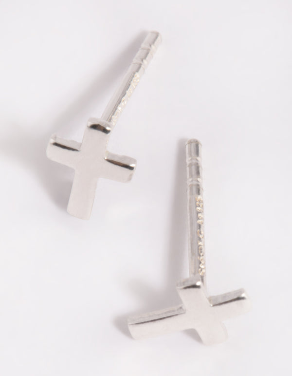 Sterling Silver Cross Stud Earrings