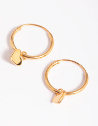 Gold Plated Sterling Silver Heart Huggie Hoop Earrings - link has visual effect only