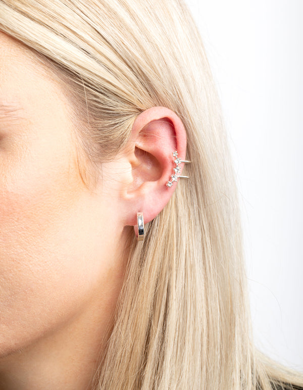 Silver Clear Stone Stud Earring Pack