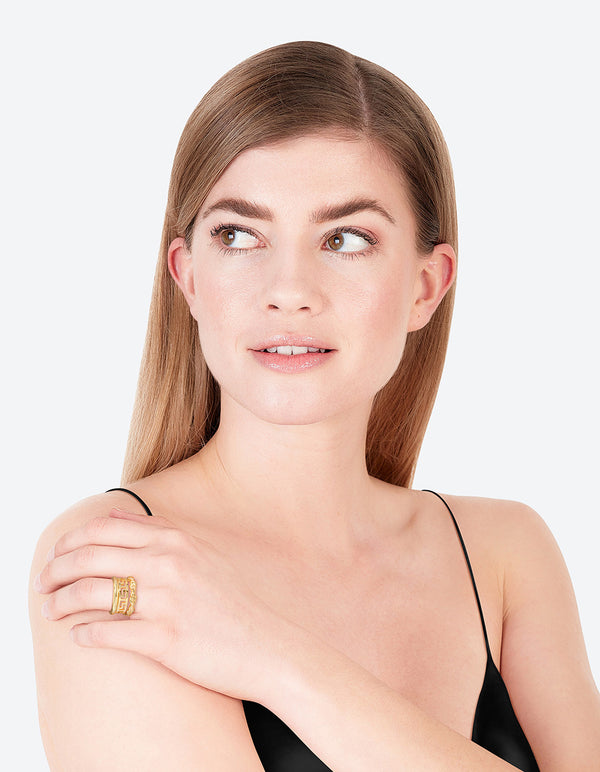 Gold Plated Greek Key Ring Pack