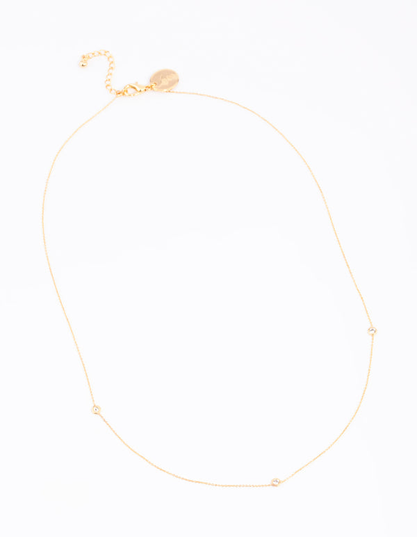 Gold Plated Brass Cubic Zirconia Fine Necklace