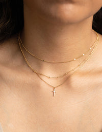 Gold Plated Brass Layered Cross Necklace - link has visual effect only