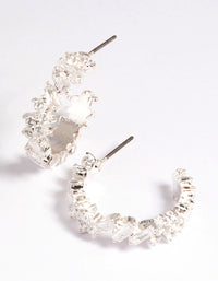 Silver Cubic Zirconia Baguette Hoop Earrings - link has visual effect only