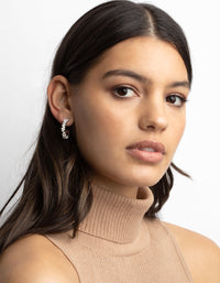 Silver Cubic Zirconia Baguette Hoop Earrings - link has visual effect only