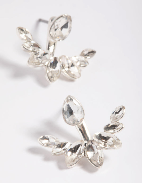 Silver Teardrop Statement Jacket Earrings