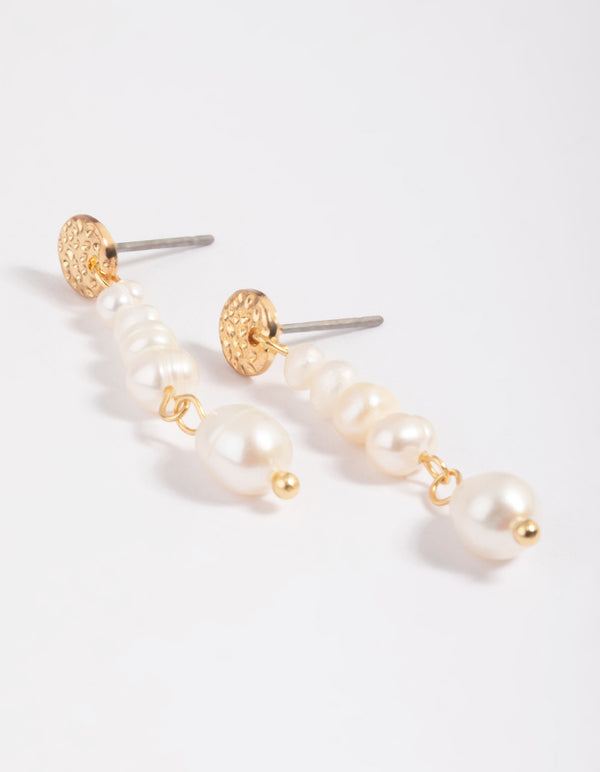 Gold Plated Freshwater Pearl Drop Earrings