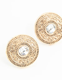 Antique Gold Diamante Stud Earrings - link has visual effect only