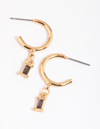 Black Stone Huggie Hoop Earrings - link has visual effect only
