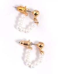 Gold Pearl Chain Jacket Earrings - link has visual effect only