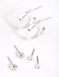 Silver Plain Stud & Hoop Earring Pack - link has visual effect only