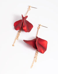 Red Petal & Chain Drop Earrings - link has visual effect only