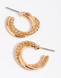 Gold Cross Over Small Hoop Earrings - link has visual effect only