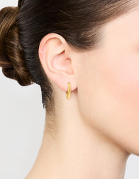 Waterproof Gold Plated Stainless Steel Molten Huggie Hoop Earrings - link has visual effect only