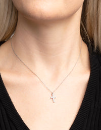 Waterproof Stainless Steel Cubic Zirconia Cross Necklace - link has visual effect only