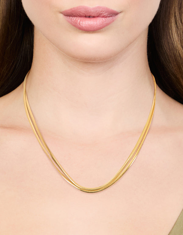 Waterproof Gold Plated Stainless Steel Fine Chain Necklace 2-Pack