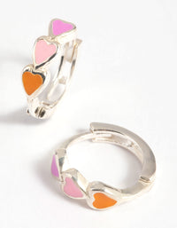 Sterling Silver Heart Huggie Hoop Earrings - link has visual effect only