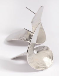 Silver Twisted Fan Stud Earrings - link has visual effect only
