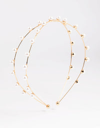 Gold Cross Over Pearl Headband - link has visual effect only