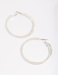 Silver Textured Criss Cross Hoop Earrings - link has visual effect only