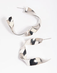 Rhodium Twisted Hoop Earrings - link has visual effect only