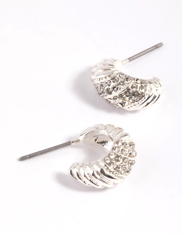 Silver Mini Mixed Text Hoop Earrings