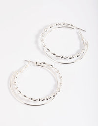 Rhodium Double Twisted Hoop Earrings - link has visual effect only