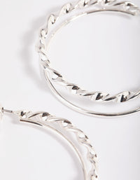 Rhodium Double Twisted Hoop Earrings - link has visual effect only