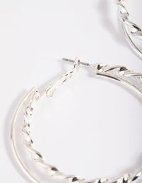 Rhodium Double Twisted Hoop Earrings - link has visual effect only