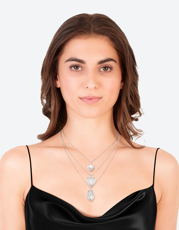 Antique Silver Mixed Locket Layered Necklace