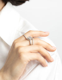 Silver Diamond Simulant Square Ring Pack - link has visual effect only