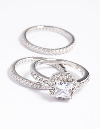 Silver Diamond Simulant Square Ring Pack - link has visual effect only