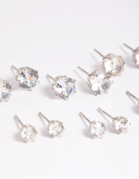 Silver Diamante Classic Stud Earring 8-Pack - link has visual effect only