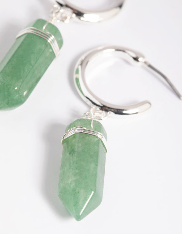 Green Fluorite Shard Hoop Earrings