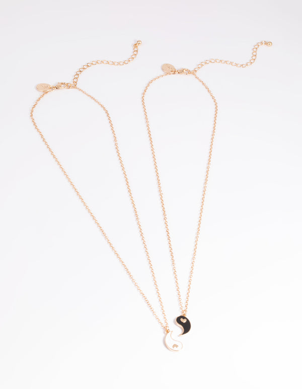 Gold Heart Yin Yang Necklace Pack