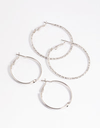 Silver Wide Hoop Earring Set - link has visual effect only