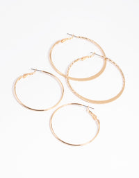 Gold Plain Hoop Earring Set - link has visual effect only