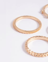 Gold Textured Diamante Ring Stack 5-Pack - link has visual effect only