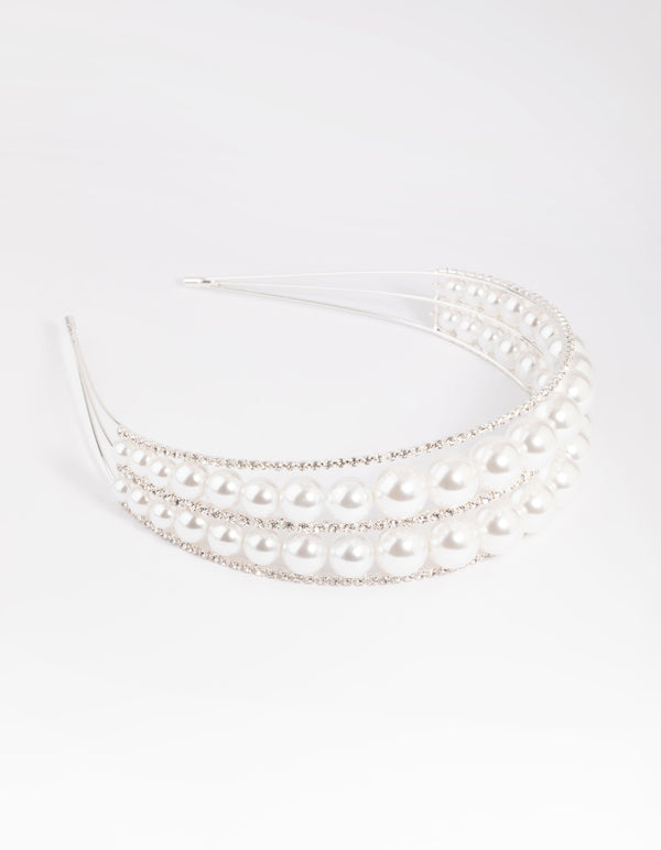 Silver Pearl Headband