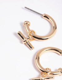 Gold Fob Huggie Hoop Earrings - link has visual effect only
