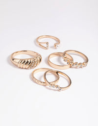 Gold Pearl Diamante Ring Stack Pack - link has visual effect only