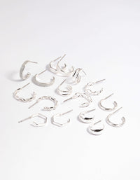 Silver Textured Glitter Hoop Earring 8-Pack - link has visual effect only