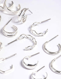 Silver Textured Glitter Hoop Earring 8-Pack - link has visual effect only