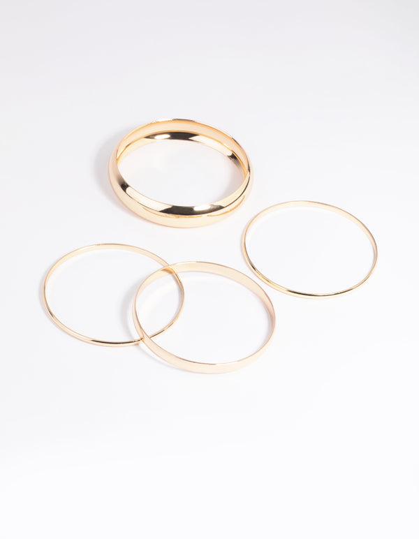 Gold Thick & Thin Bangle Bracelet 4-Pack