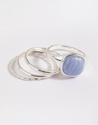 Silver Plated Blue Lace Agate Ring Stack Pack - link has visual effect only