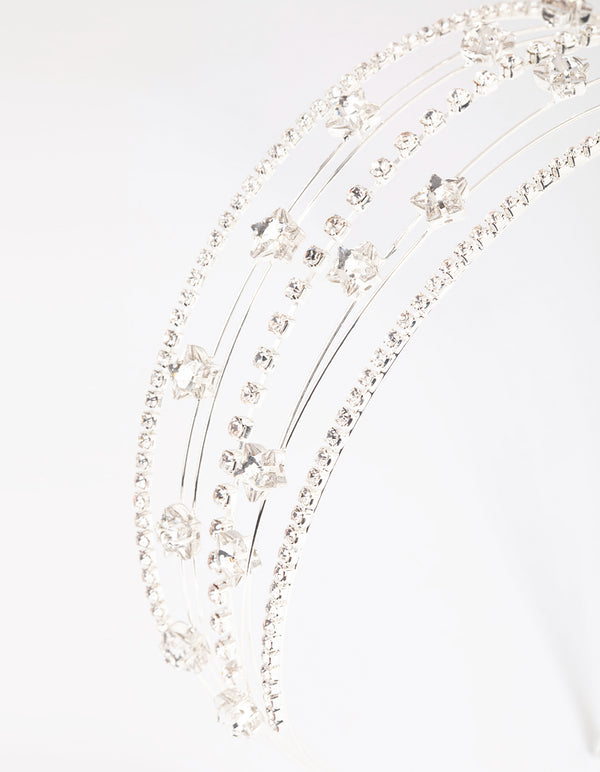 Silver Diamante Star Headband
