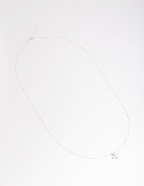 Sterling Silver Cubic Zirconia Marquise Cross Necklace