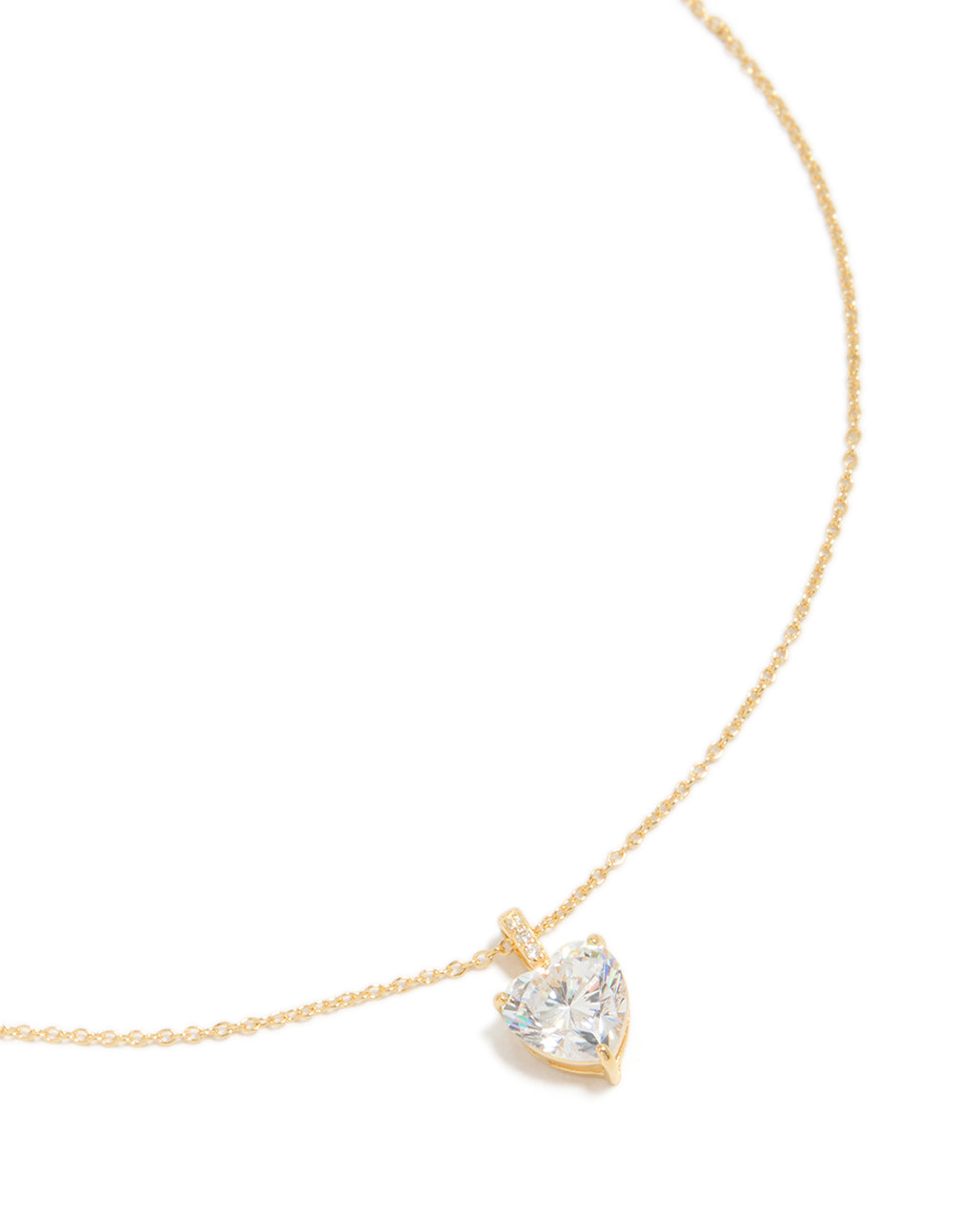 Gold Plated Sterling Silver Cubic Zirconia Heart Necklace