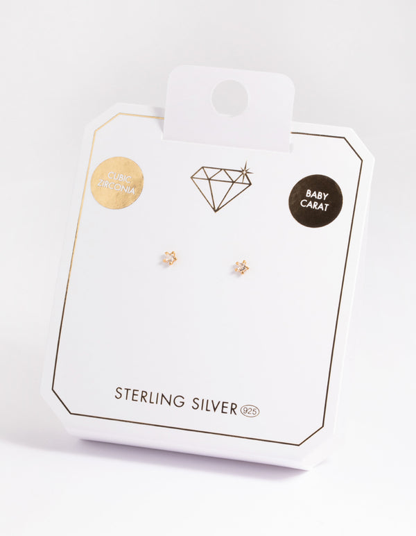 Gold Plated Sterling Silver Star Stud Earrings