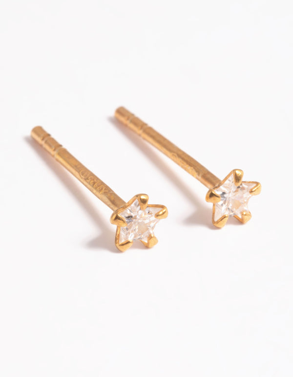 Gold Plated Sterling Silver Star Stud Earrings