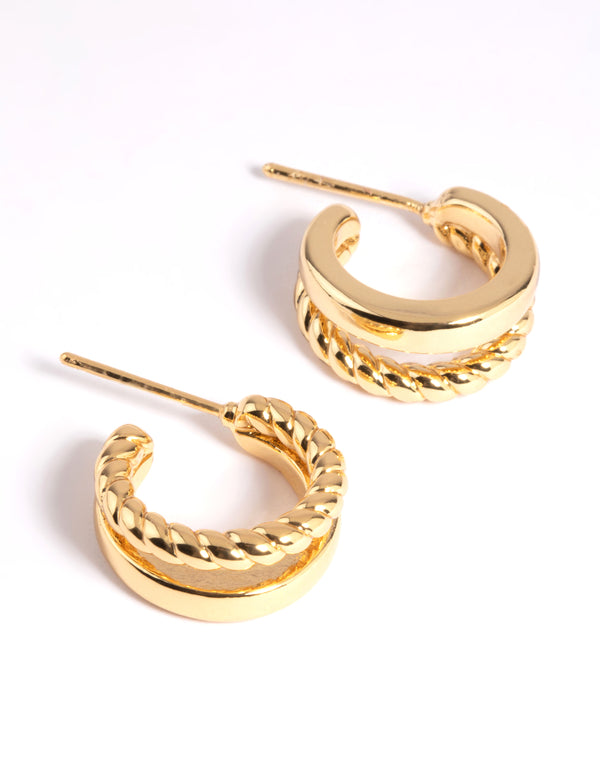 Gold Plated Twisted Hoop Earrings